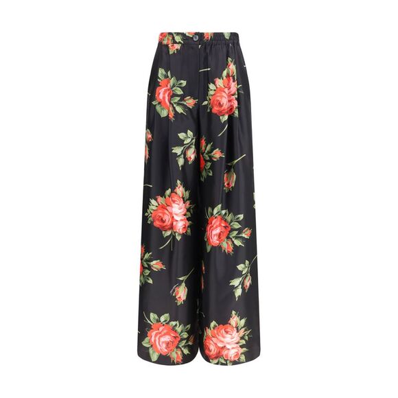 Dolce & Gabbana Women Wide-Leg Pants With A Rose Bouquet Print